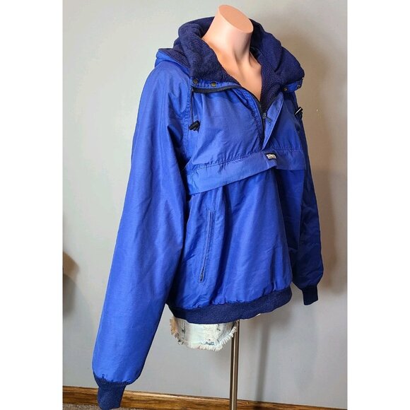 VINTAGE Lands End Jacket Mens Large Unisex Blue 1/4 Zip Pullover Hooded 90s - Picture 4 of 10